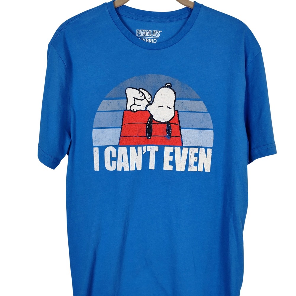 Peanuts Snoopy I Can't Even Graphic T-Shirt Blue Mens Medium Hybrid Apparel